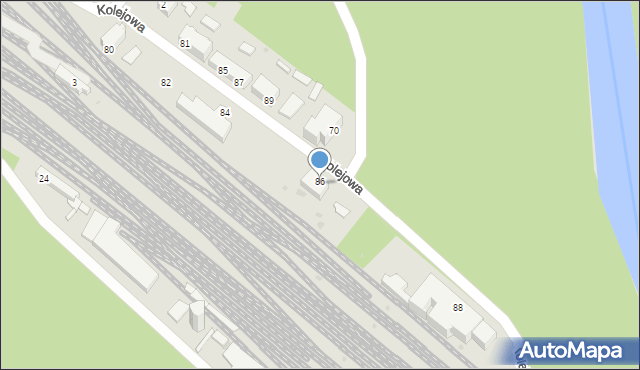 Żagań, Kolejowa, 86a, mapa Żagań