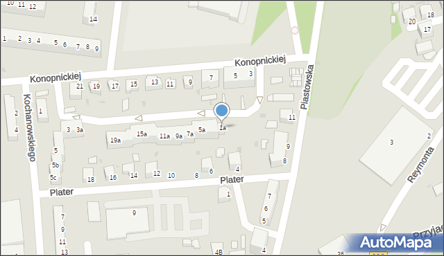 Żagań, Konopnickiej Marii, 1a, mapa Żagań