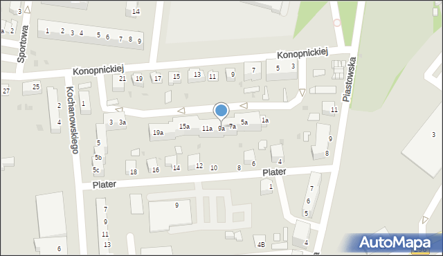 Żagań, Konopnickiej Marii, 9a, mapa Żagań