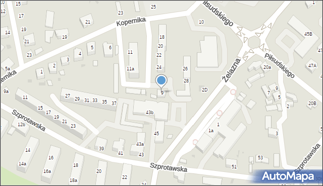 Żagań, Kopernika Mikołaja, 9, mapa Żagań