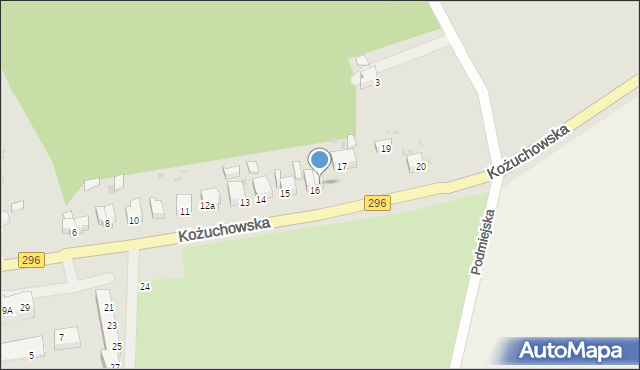 Żagań, Kożuchowska, 16a, mapa Żagań