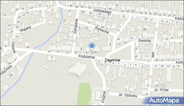 Zagórów, Kościelna, 4, mapa Zagórów