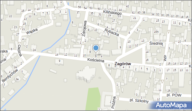 Zagórów, Kościelna, 6, mapa Zagórów