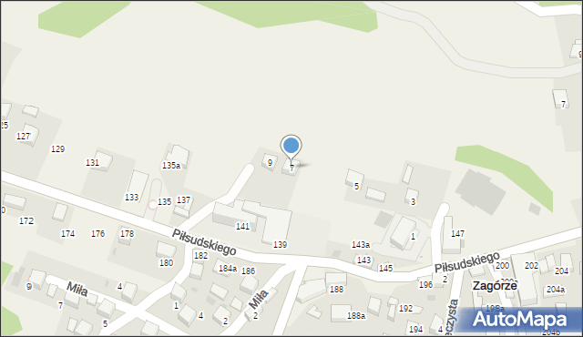 Zagórze, Kościelna, 7, mapa Zagórze