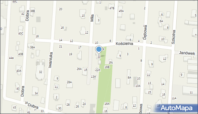 Zakręt, Kościelna, 11, mapa Zakręt