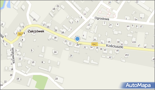Zakrzówek, Kościuszki Tadeusza, gen., 28, mapa Zakrzówek