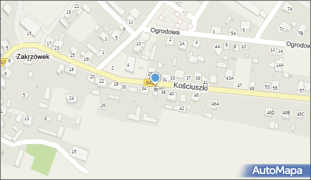 Zakrzówek, Kościuszki Tadeusza, gen., 36, mapa Zakrzówek