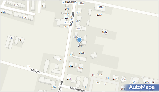 Zalasewo, Kórnicka, 208, mapa Zalasewo