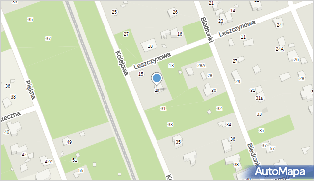 Zalesie Górne, Kolejowa, 29, mapa Zalesie Górne