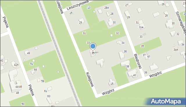 Zalesie Górne, Kolejowa, 35, mapa Zalesie Górne