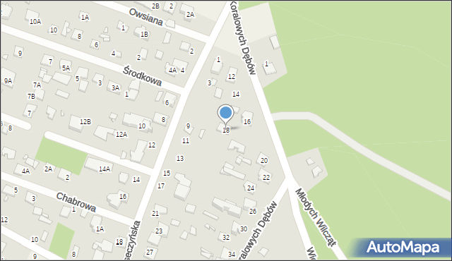 Zalesie Górne, Koralowych Dębów, 18, mapa Zalesie Górne