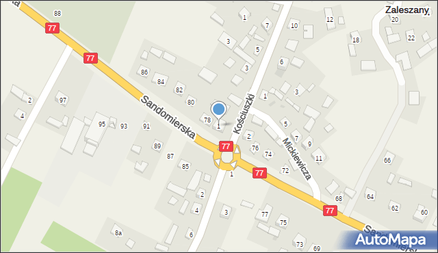 Zaleszany, Kościuszki Tadeusza, gen., 1, mapa Zaleszany