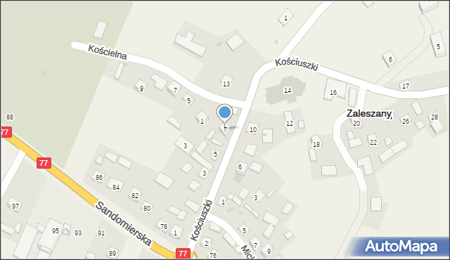 Zaleszany, Kościuszki Tadeusza, gen., 7, mapa Zaleszany
