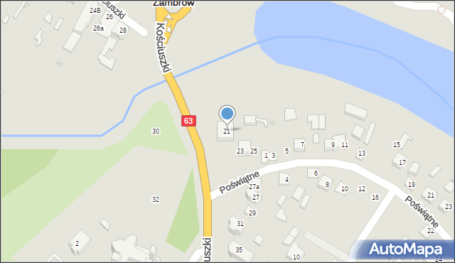 Zambrów, Kościuszki Tadeusza, gen., 21, mapa Zambrów