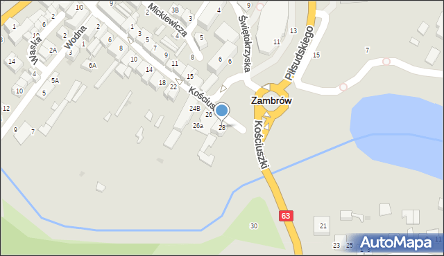 Zambrów, Kościuszki Tadeusza, gen., 28, mapa Zambrów