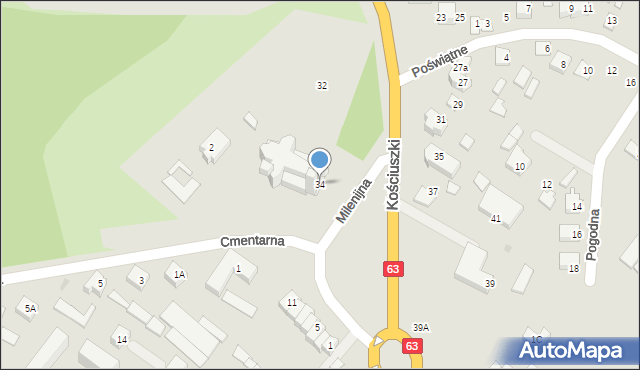 Zambrów, Kościuszki Tadeusza, gen., 34, mapa Zambrów