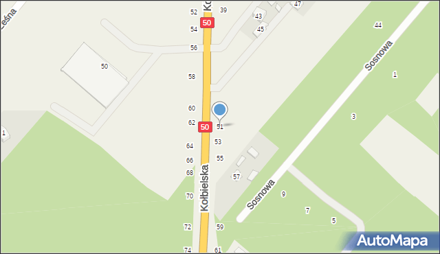 Zamienie, Kołbielska, 51, mapa Zamienie