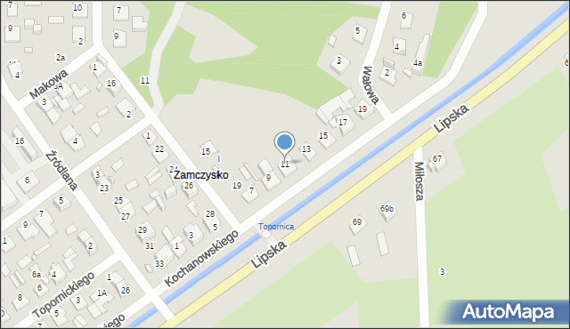 Zamość, Kochanowskiego Jana, 11, mapa Zamościa