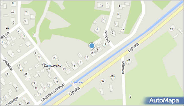 Zamość, Kochanowskiego Jana, 15, mapa Zamościa