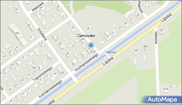 Zamość, Kochanowskiego Jana, 5, mapa Zamościa