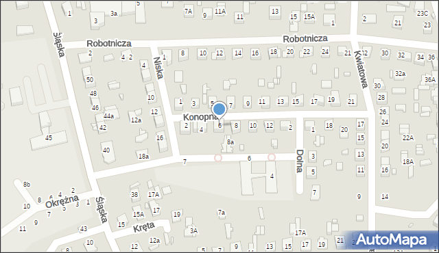 Zamość, Konopna, 6, mapa Zamościa