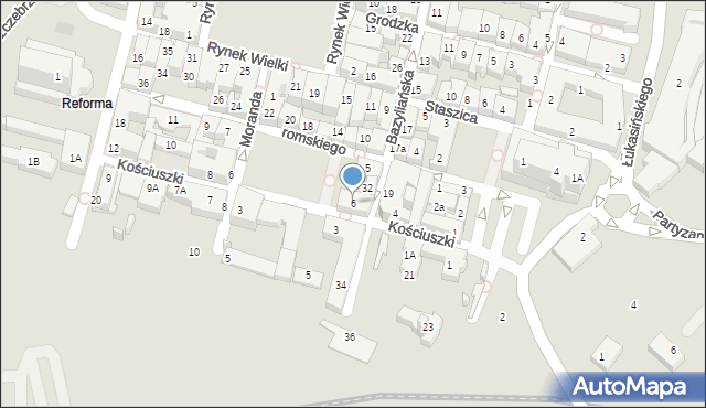 Zamość, Kościuszki Tadeusza, gen., 6, mapa Zamościa