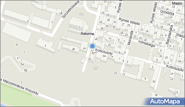 Zamość, Kościuszki Tadeusza, gen., 9, mapa Zamościa