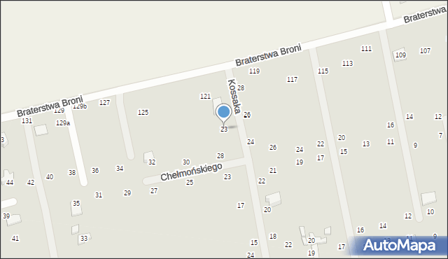 Zamość, Kossaka Wojciecha, 23, mapa Zamościa