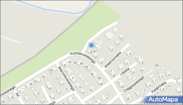 Zaniemyśl, Kochanowskiego Jana, 11, mapa Zaniemyśl