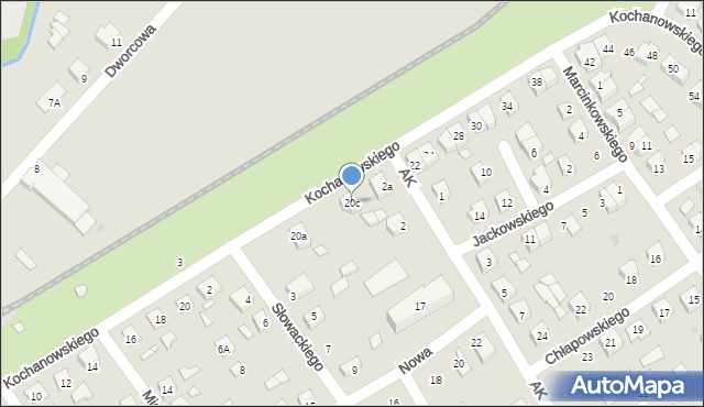 Zaniemyśl, Kochanowskiego Jana, 20c, mapa Zaniemyśl