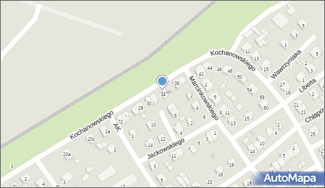 Zaniemyśl, Kochanowskiego Jana, 34, mapa Zaniemyśl