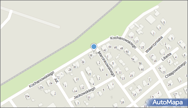 Zaniemyśl, Kochanowskiego Jana, 40, mapa Zaniemyśl