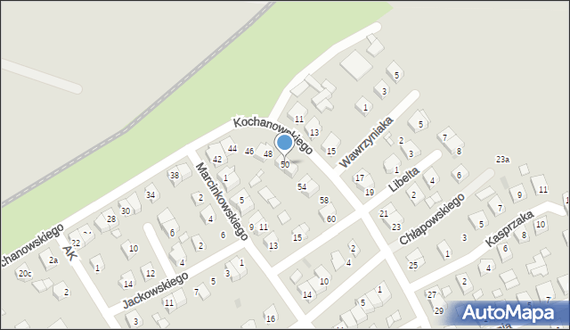 Zaniemyśl, Kochanowskiego Jana, 50, mapa Zaniemyśl