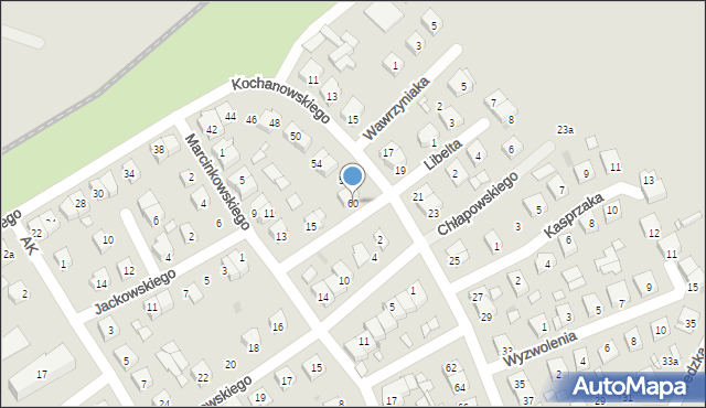 Zaniemyśl, Kochanowskiego Jana, 60, mapa Zaniemyśl