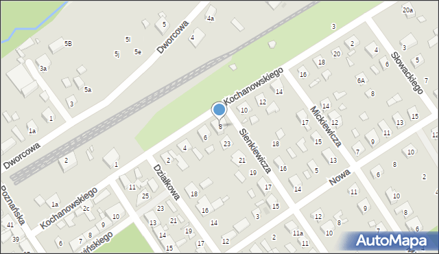 Zaniemyśl, Kochanowskiego Jana, 8, mapa Zaniemyśl