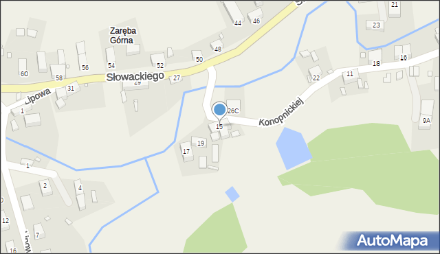 Zaręba, Konopnickiej Marii, 15, mapa Zaręba