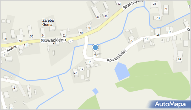 Zaręba, Konopnickiej Marii, 26C, mapa Zaręba