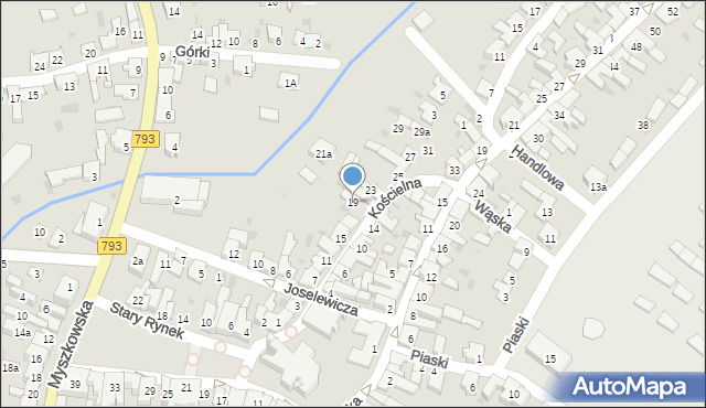 Żarki, Kościelna, 19, mapa Żarki