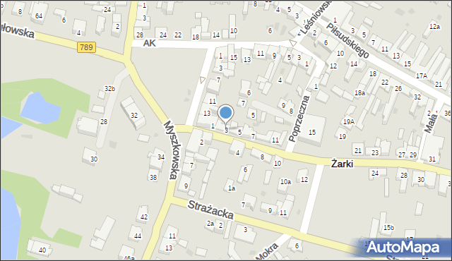 Żarki, Kościuszki Tadeusza, gen., 3, mapa Żarki