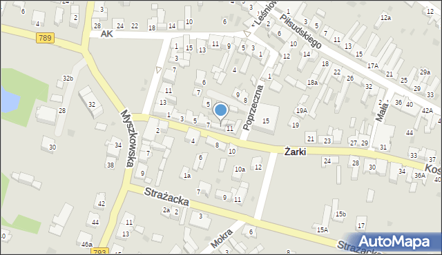 Żarki, Kościuszki Tadeusza, gen., 9, mapa Żarki