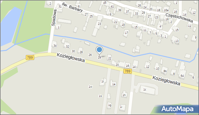 Żarki, Koziegłowska, 24, mapa Żarki