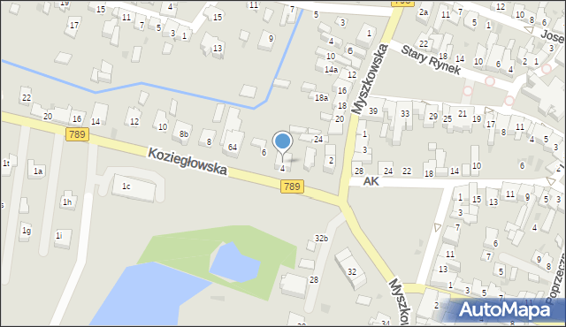 Żarki, Koziegłowska, 4a, mapa Żarki