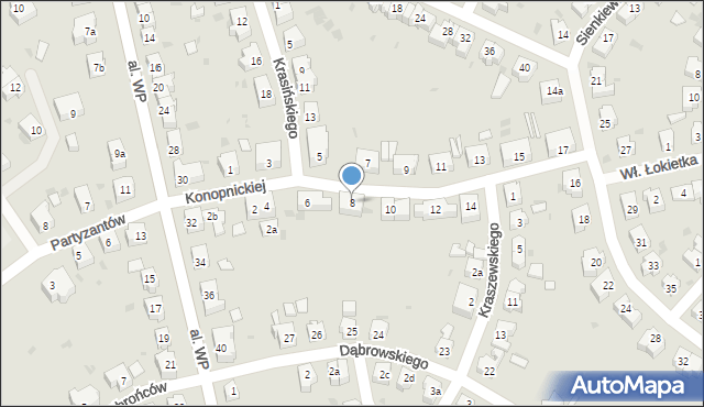 Żary, Konopnickiej Marii, 8, mapa Żary