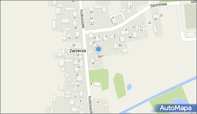 Zarzecze, Kościuszki Tadeusza, gen., 138, mapa Zarzecze