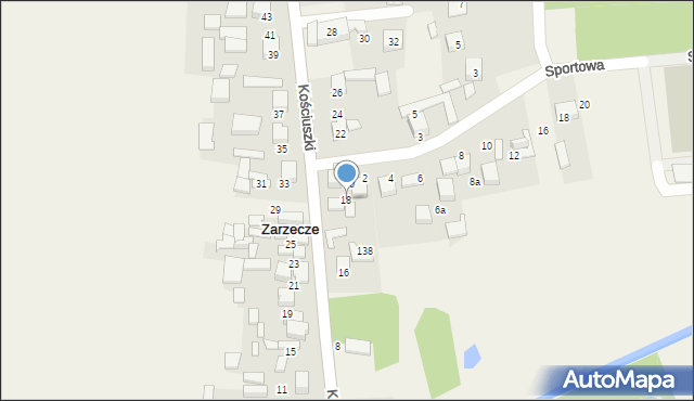 Zarzecze, Kościuszki Tadeusza, gen., 18, mapa Zarzecze