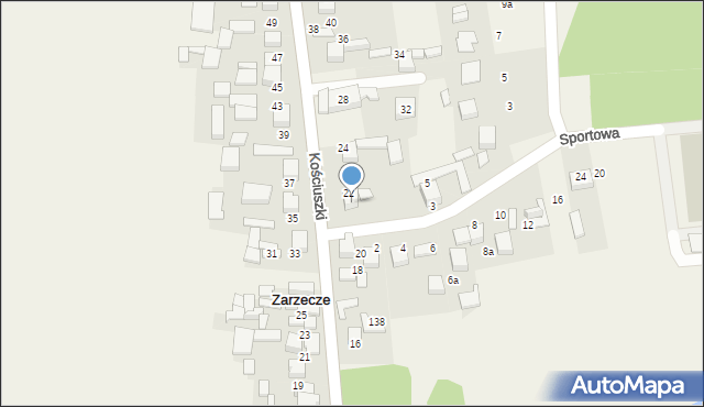 Zarzecze, Kościuszki Tadeusza, gen., 22, mapa Zarzecze