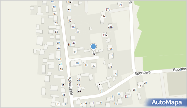 Zarzecze, Kościuszki Tadeusza, gen., 34, mapa Zarzecze
