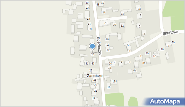 Zarzecze, Kościuszki Tadeusza, gen., 35, mapa Zarzecze