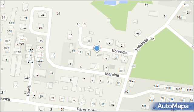 Zaścianki, Konrada, 7, mapa Zaścianki