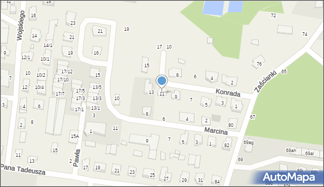 Zaścianki, Konrada, 11, mapa Zaścianki